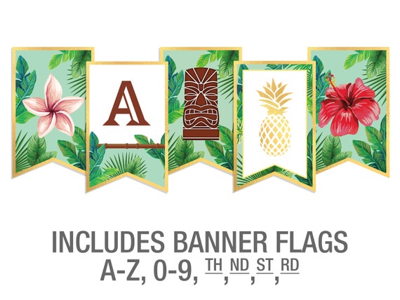 Hawaiian Luau Printable Party Banner / Tropical Banner / Luau Party Decor /  Aloha Party Banner // Printable Hawaiian Party Decor / LP18 