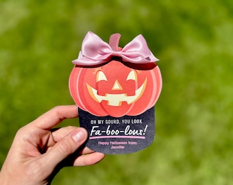 Porta lazos de calabaza imprimible: recuerdo de fiesta de Halloween (descarga en PDF)