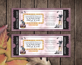 Invitación personalizada para una noche de cine de Halloween (Descargar PDF)