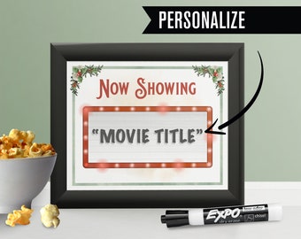 Christmas Movie Sign / Custom Movie Sign / Holiday Movie Night Sign / Vintage Christmas / Boho Christmas / Christmas Movie Night Sign / BC22