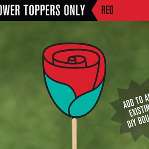 Red Flower Toppers for DIY Gift Bouquets / Teachers Gift / Gift Card Bouquet / Valentines Gift / Teacher Gifts / Teacher Gift / FB23
