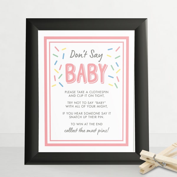 Don't Say Baby Game // Word Game // Baby Shower Game // Baby Sprinkle Game // Sprinkle Shower Game Sign // Baby Shower Activity // BS19