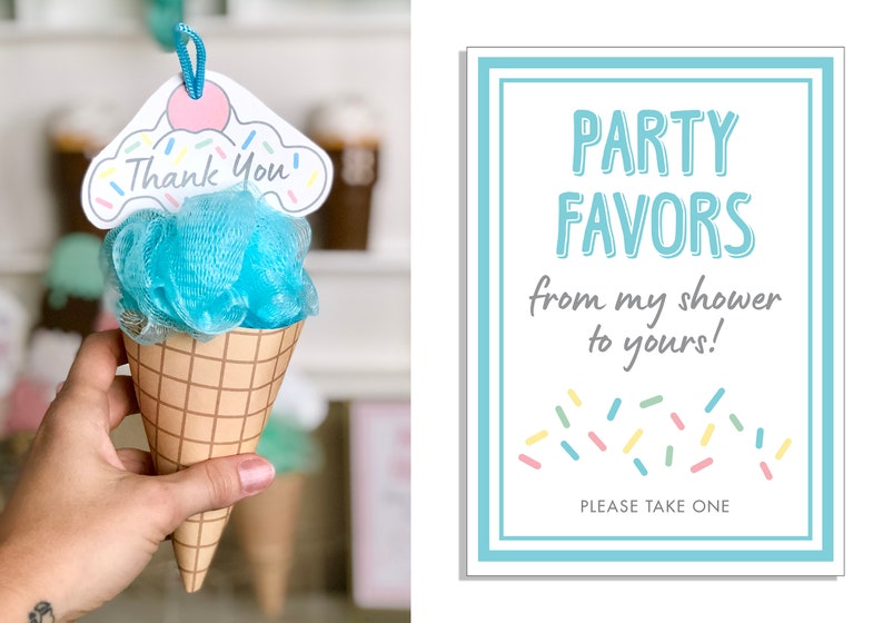 Baby Sprinkle Party Favor Set // Baby Shower Favors // Ice Cream Shower Favors // Baby Sprinkle Favors // Baby Shower Party Favor // BS19 image 1