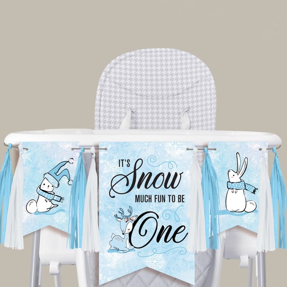 Blue Winter ONEderland High Chair Banner / 1st Birthday Smash Cake Photo shoot / First Birthday Party / Snow Much Fun / Oh What Fun / WIN19 Il_570xn