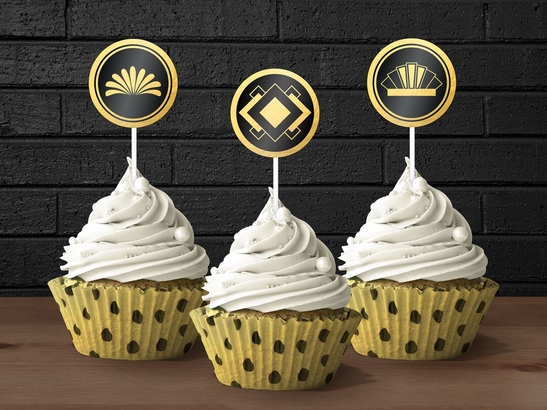1920s Great Gatsby Printable Decorations / 30th Birthday Cupcake ...