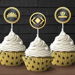 1920s Great Gatsby Printable Decorations / 30th Birthday Cupcake Toppers / 1920s Toppers / Great Gatsby Cupcake Toppers / 30th birthday GP17