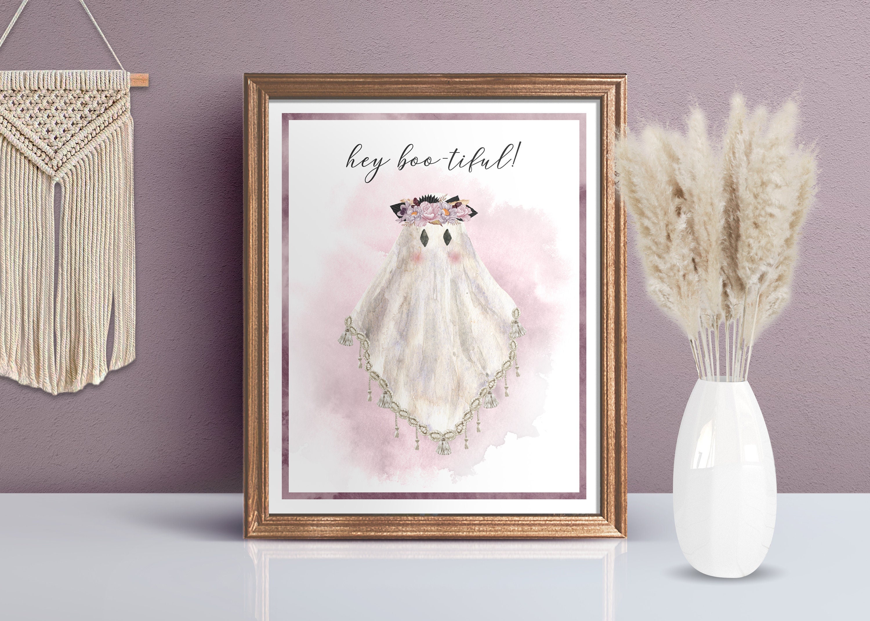 Hey Boo-tiful Ghost Sign: Pretty Halloween Party Decor (PDF Download)