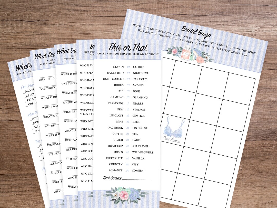 Lingerie Bridal Shower Game Pack / Printable Bridal Shower Games ...