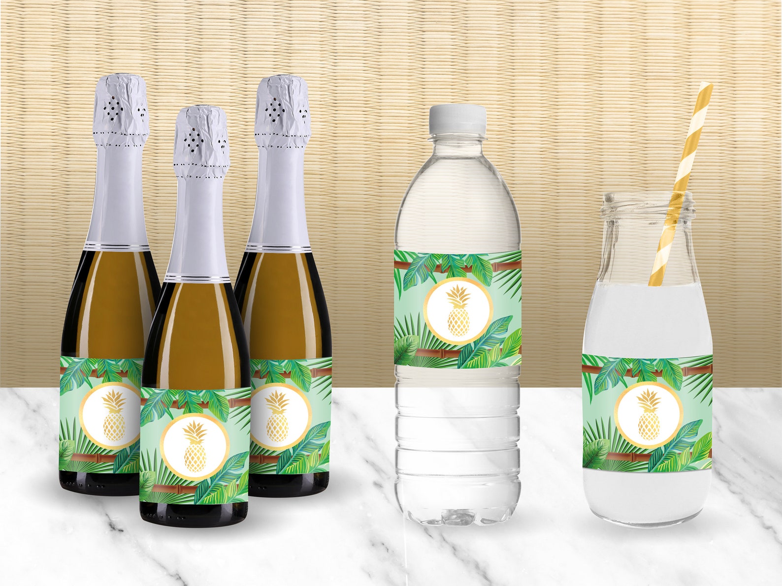 Hawaiian Luau Printable Bottle Wraps / Tropical Water Bottle Etsy