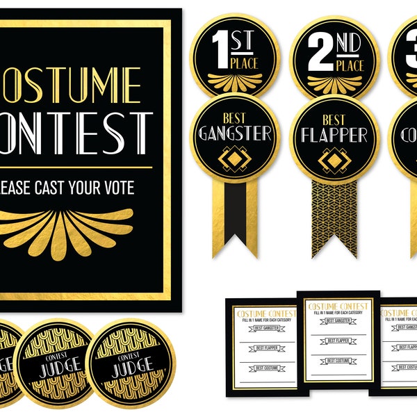 1920s Great Gatsby Printable Decorations / Costume Contest Awards / Voting Ballots / Contest Sign / Gatsyby Party Games / GP17