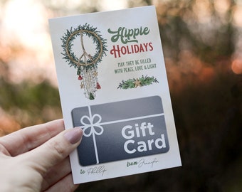 Hippie Holidays Gift Card Holder / Printable Gift Card Holder / Christmas Gift Card / Holiday Gift Idea / Teacher Christmas Gift / BC22