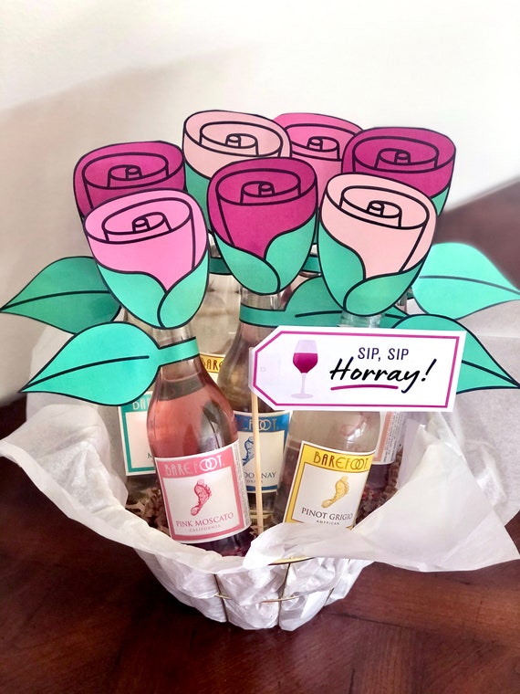 DIY Wine Bouquet / Mothers Day Gift / Wine Valentine / Wine Anniversary / Wine Gift Bouquet / Gift For Mom / 21st Birthday Gift / FB21 Il_570xn