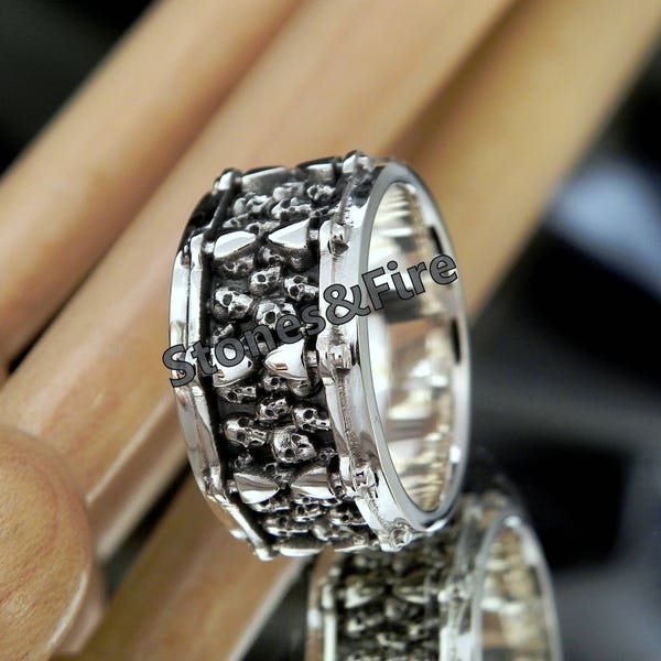 DRUM RING with Skulls_Drummer's Ring_Drums with Skulls_Musicain Gift Ring