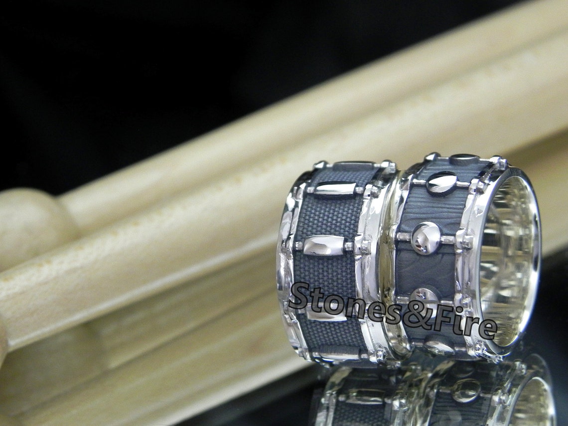 DRUMMERS RING round elements_Drum Ring_Musician Ring_Musicain Etsy