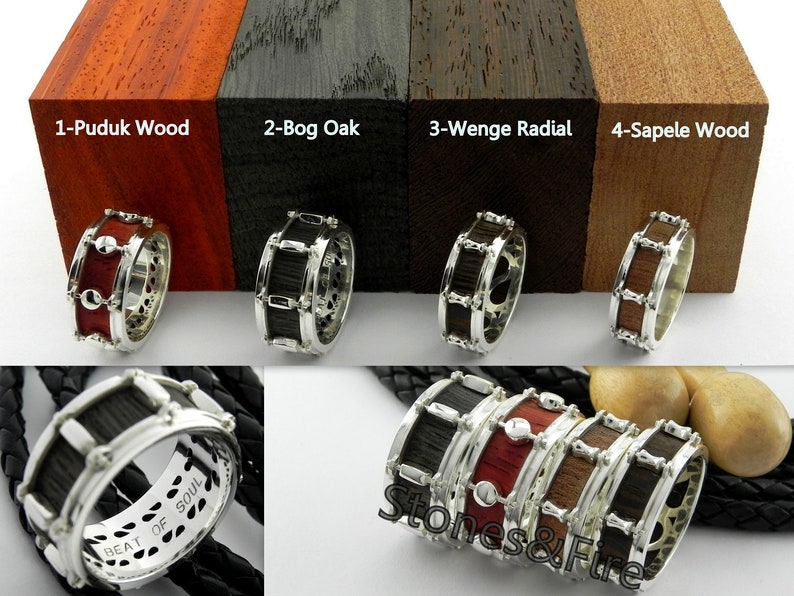 Brede houten drumring muziekcadeau-op maat gemaakt afbeelding 6