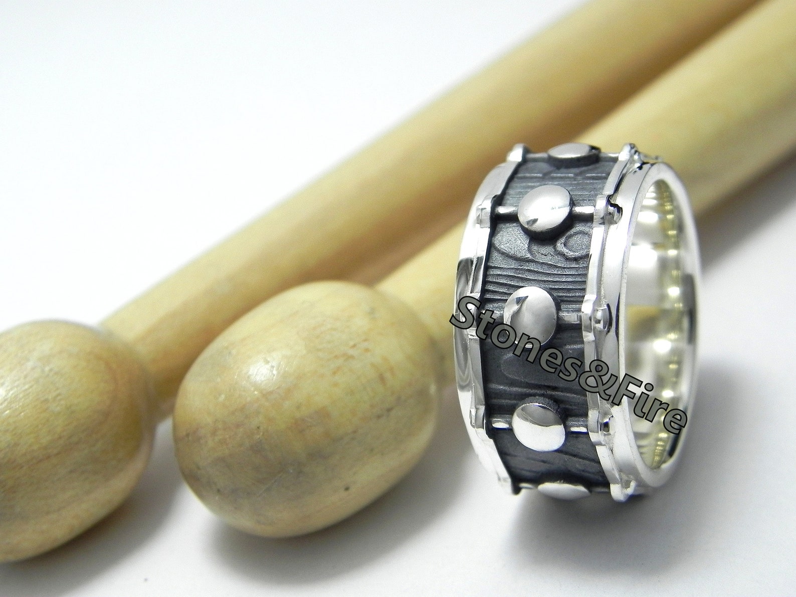 DRUMMERS RING Round Elements_drum Ring_musician Ring_musicain Etsy