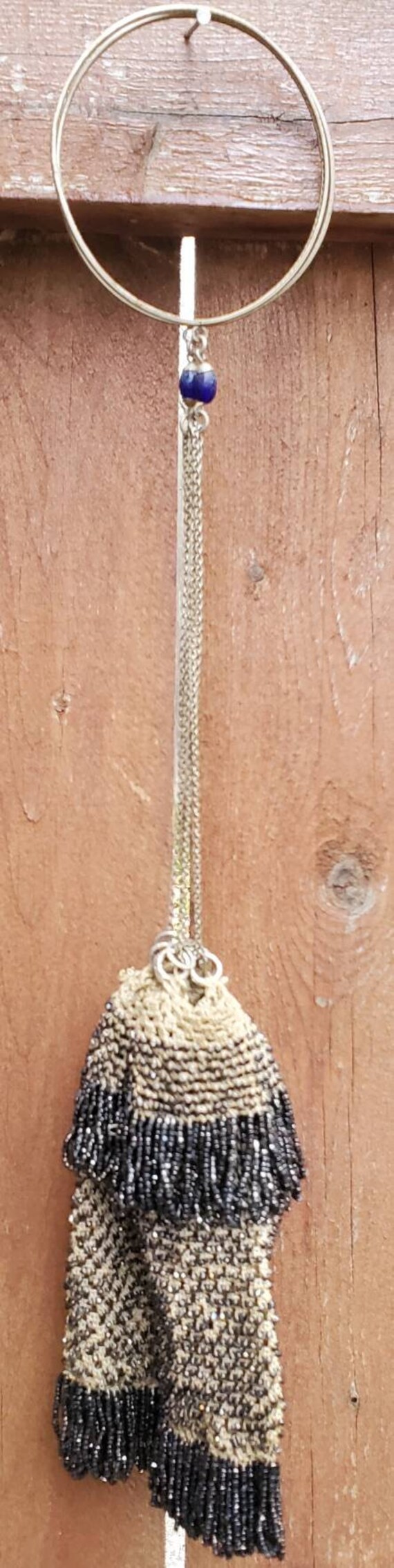 Antique Beaded Drawstring Bag - image 4