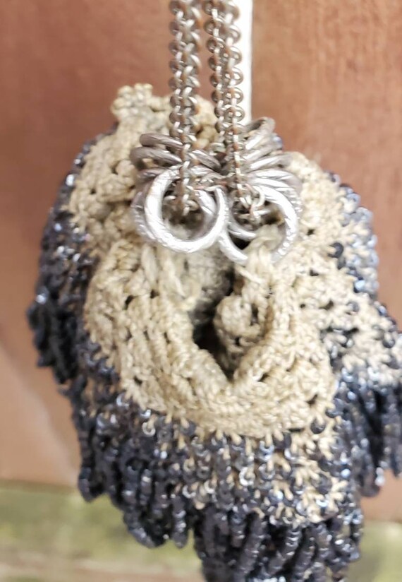 Antique Beaded Drawstring Bag - image 2