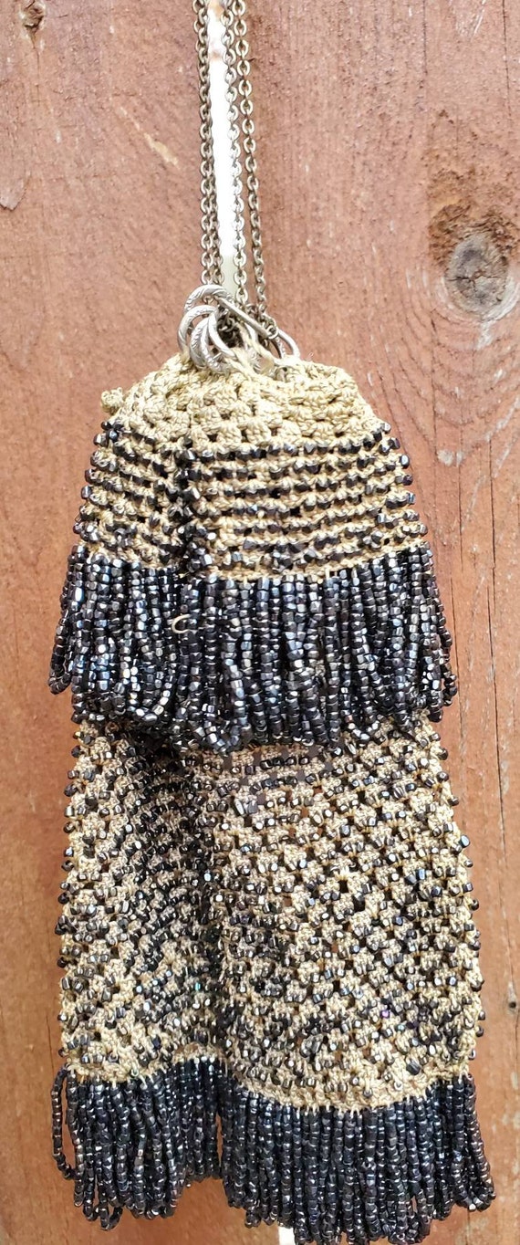 Antique Beaded Drawstring Bag - image 5