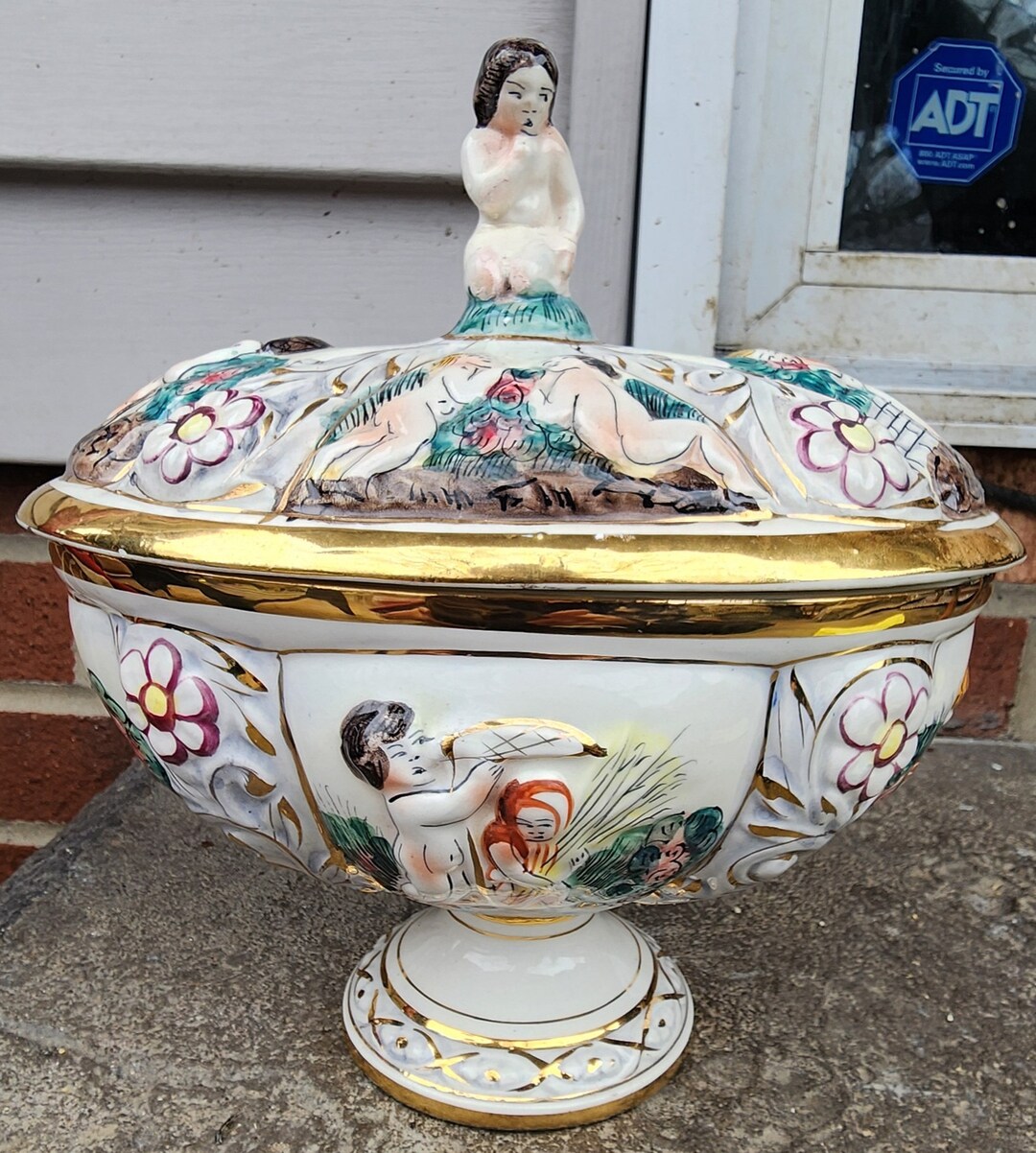 Vintage Capodimonte Candy Dish With Lid. ITALY Etsy