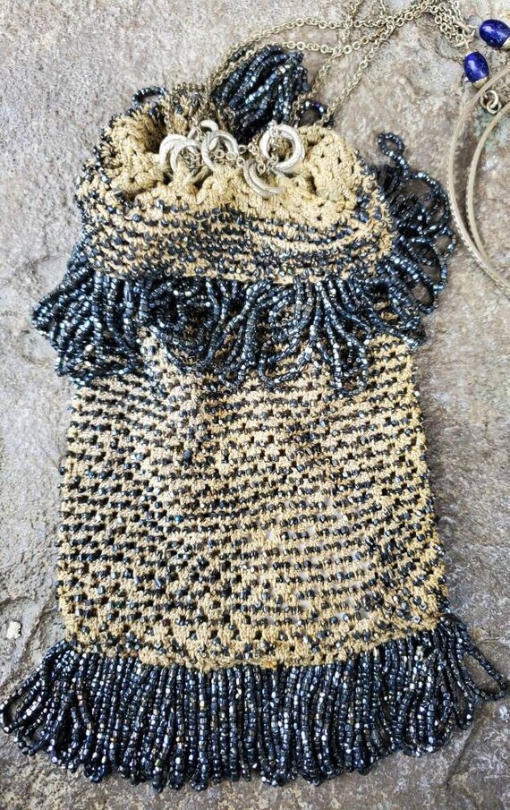 Antique Beaded Drawstring Bag - image 10