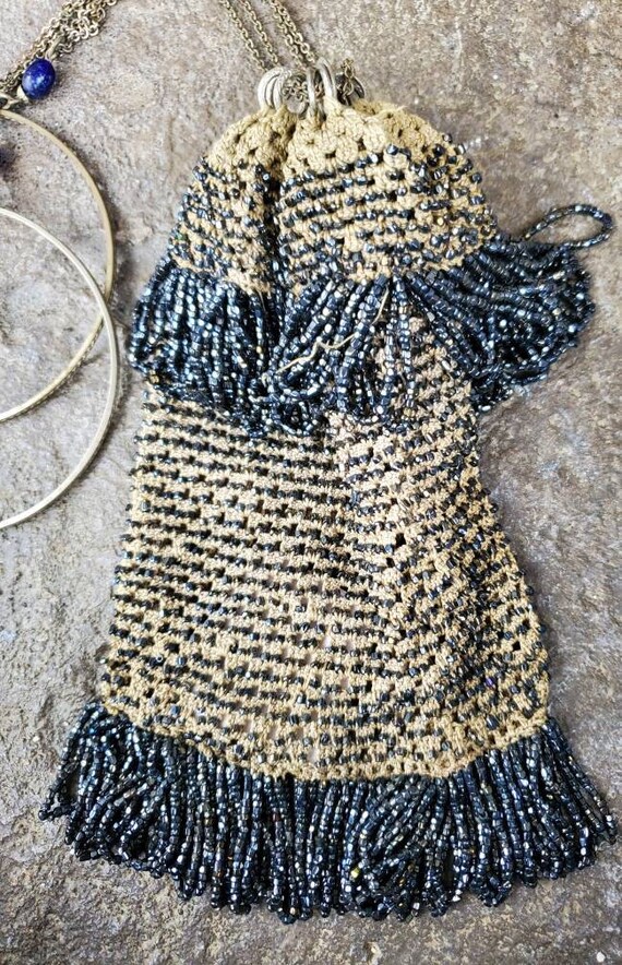 Antique Beaded Drawstring Bag - image 8