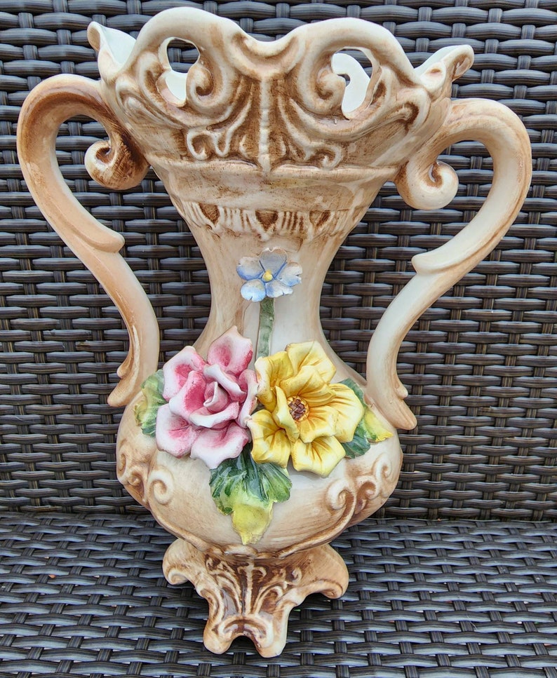 Vintage Capodimonte Vase/ Pitcher. Italy Etsy