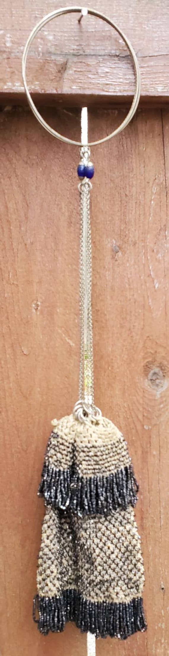 Antique Beaded Drawstring Bag - image 3