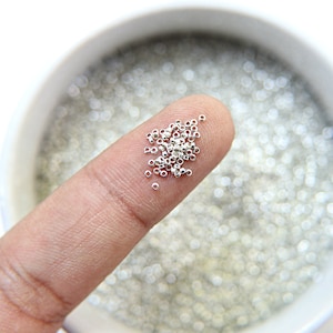 1mm Micro Perles Tube Plaqué Argent Sterling 5/10/100/500 Grammes Haute Qualité Nail Art / Broderie Haute Couture, perles vintage rares image 5