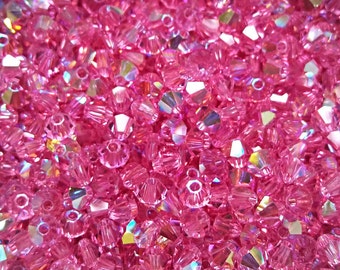 100 Perles Facettes Bohème 3mm – Reflets Light Sapphire AB, Preciosa, Fait En France