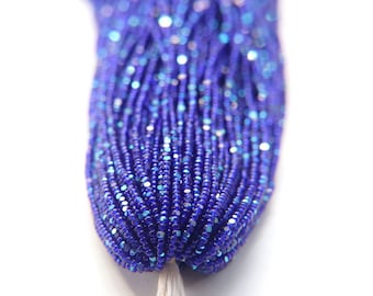 Dark Sapphire Charlotte Cut Glass Seed Beads, Aurore Boreale (11/0 Hank)