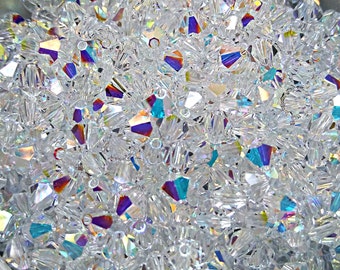 3/4mm Crystal Aurore Boreale Swarovski Bicone Crystal beads 36/72/144/432/720 Pieces rainbow beads, jewelry making, couture beading