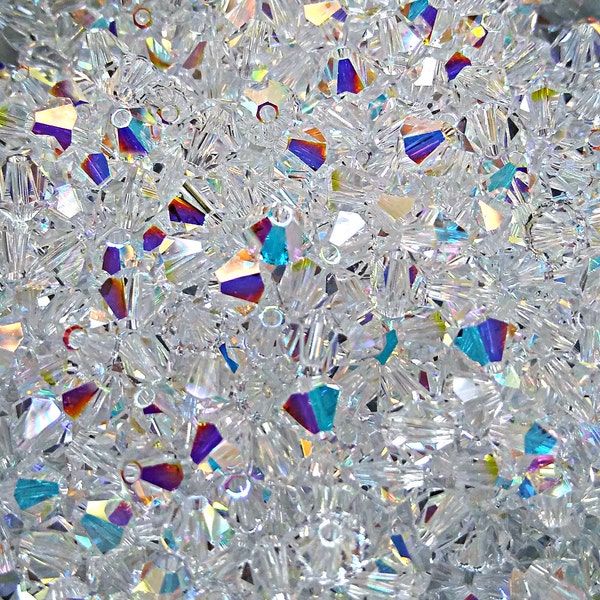 3/4mm Crystal Aurore Boreale Swarovski Bicone Crystal beads 36/72/144/432/720 Pieces rainbow beads, jewelry making, couture beading