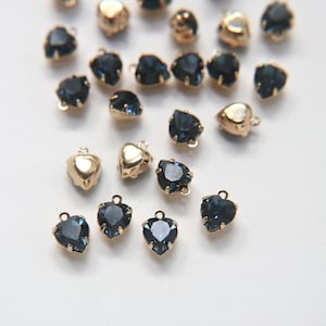 Swarovski 8mm Fancy heart Stones 1 ring setting drop dangle gold plated in Montana 6 Pieces jewelry supplies findings