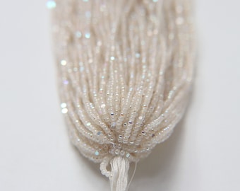 11/0 Charlotte Cut Seed Beads, Patina White Alabaster Aurore Boreale