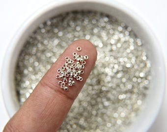 Micro Sterling Silver Plated Tube Beads (1.7mm), Nail Art, Embroidery