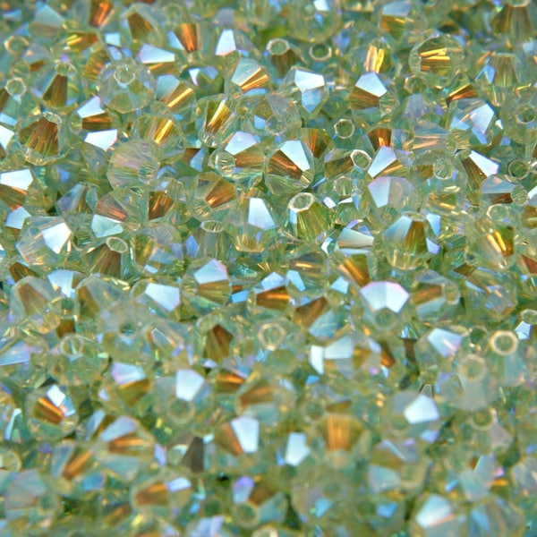 4mm Swarovski Chrysolite AB 2X FC Bicones Rainbow Crystal Beads jewelry making embroidery beading crystal embellishment wedding dress