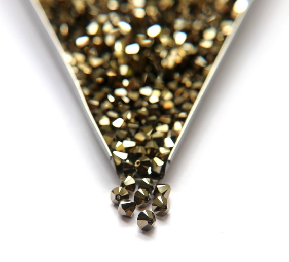 4 6mm Crystal Metallic Light Gold 2X Swarovski Bicone Cuts 36 72