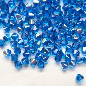 Swarovski Capri Blue AB Bicone Beads (4mm) for Jewelry Making