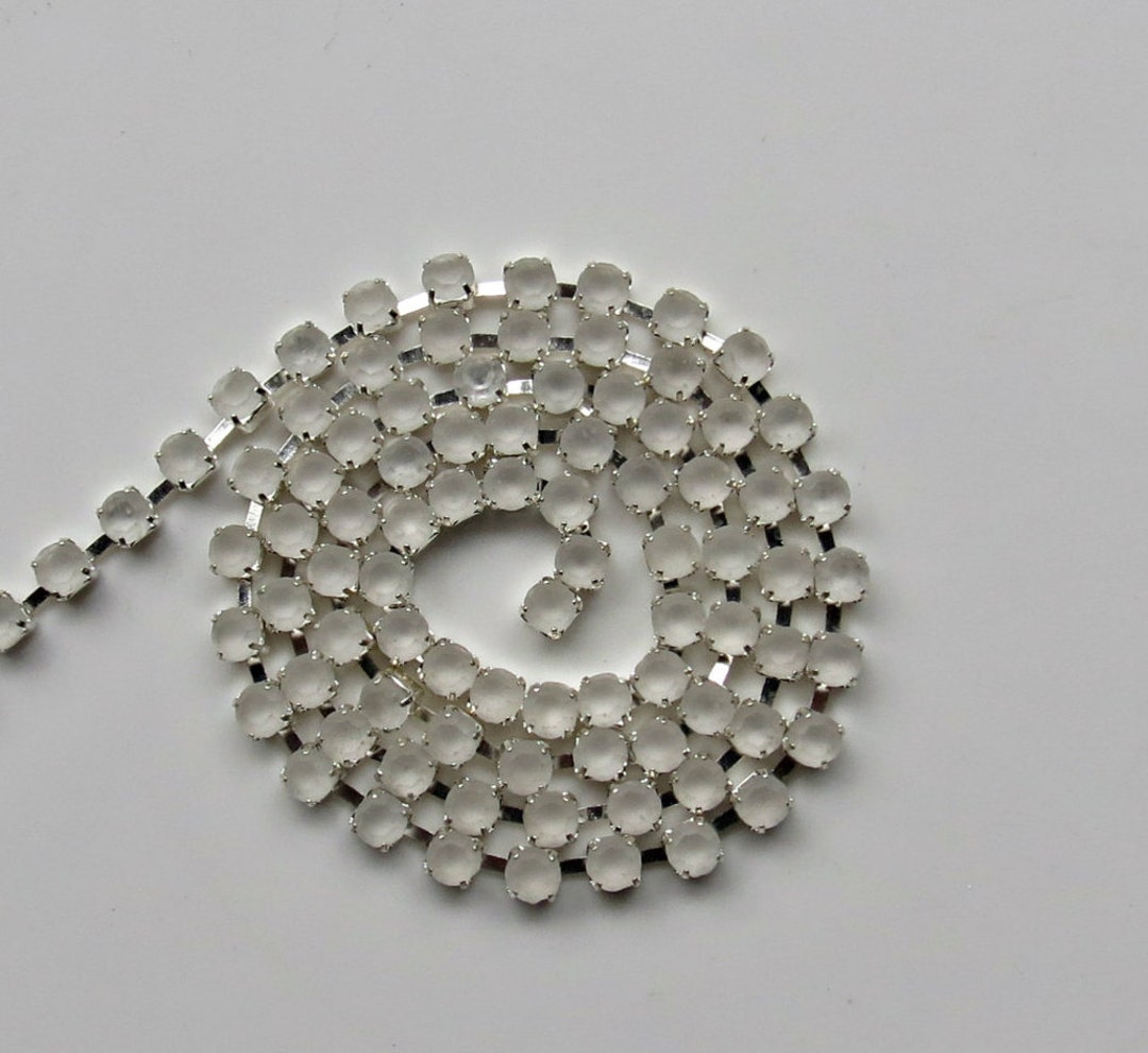 12ss Frosted Glass Rhinestone Chain | Silver Plated, 3mm Bridal ...
