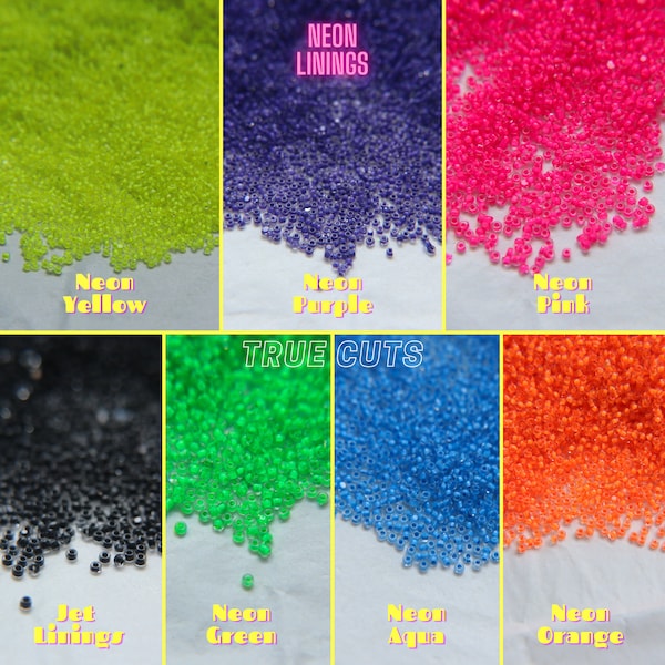 11/0 Charlotte Cut Beads in Neon Linings (14 Colors) 10/20/50/250/500 Grams PREMIUM SEED BEADS, bead store