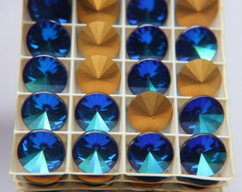 16mm Vintage Swarovski Crystal Rivoli, Bermuda Blue