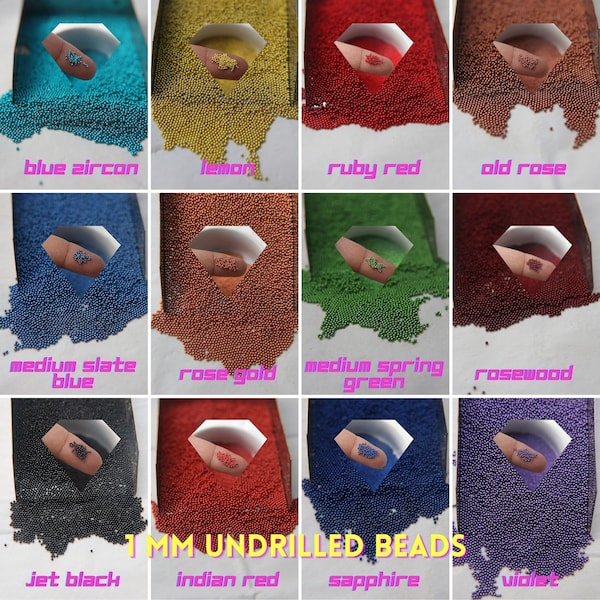 1mm premium undrilled metal Microbeads 23 Colors (No Holes) 5/10/100/500 Grams High Quality Nail Art decoration Caviar Beads, Jewelry, Art