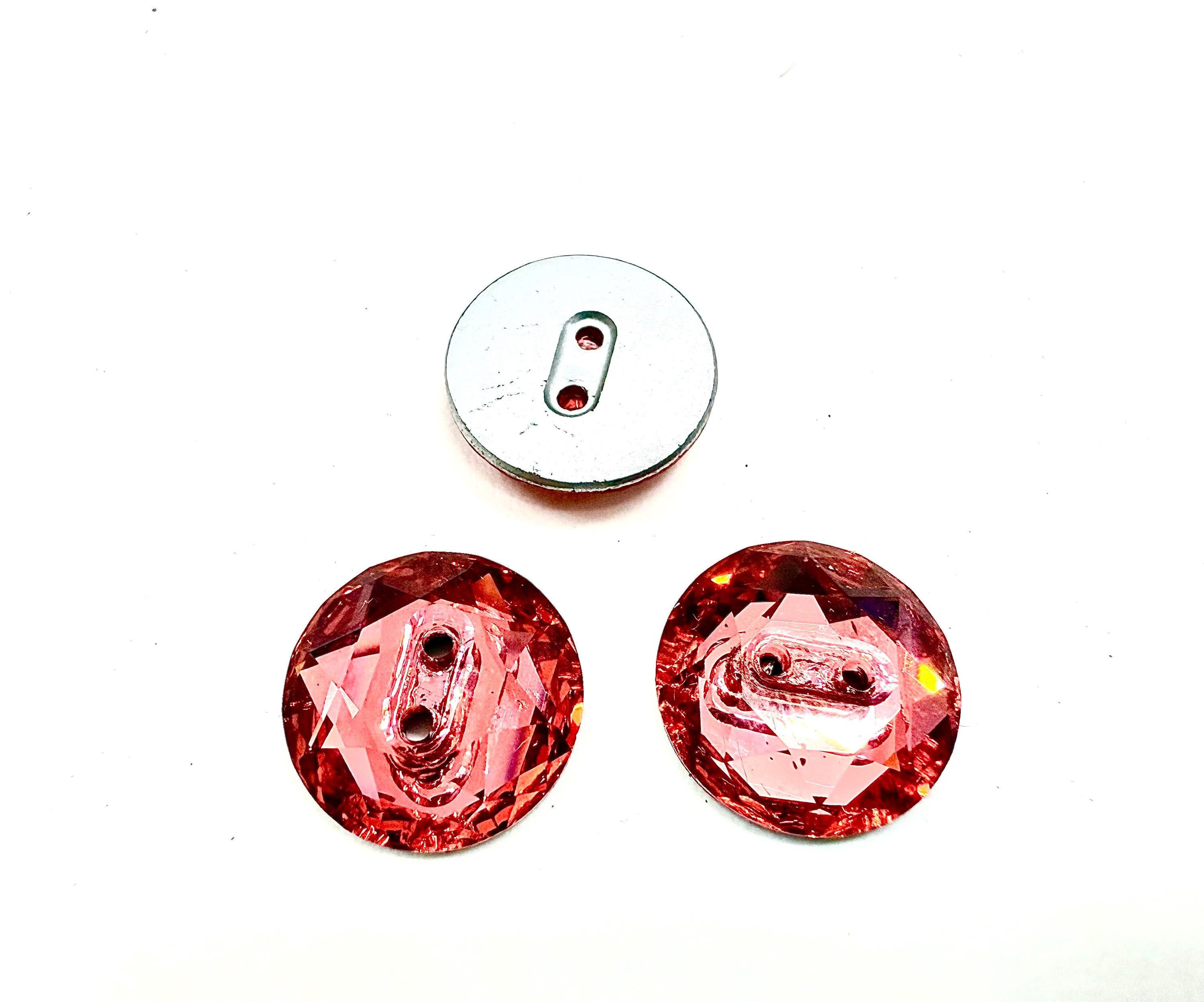 Padparadscha Swarovski Crystal Faceted Buttons - 14mm 3014 Vintage