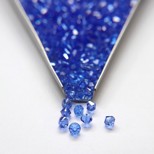 6mm Sapphire Swarovski Bicone beads 36/72/144/432/720 Pieces (206) jewelry supplies, embroidery materials, couture embellishments, rare