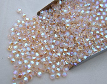 Swarovski 4mm Silk AB 2X FC Bicones cut Beads jewelry findings embellishments embroidery materials