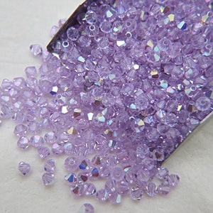Swarovski 4mm Violet AB Bicones beads rainbow beads jewelry making couture embellishments