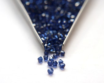 4/5mm Dark Sapphire Swarovski Bicone beads VINTAGE SWAROVSKI jewelry making embroidery materials craft supply