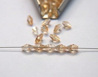 Swarovski 5205 7x5mm Crystal Elongated Bicone in Crystal Golden Shadow 20/72/144/432/1000 Pieces jewelry making Vintage beads