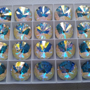 16mm Swarovski 1122 Rivoli CRYSTAL Aurore Boreale Foiled ring stone jewelry making strass findings